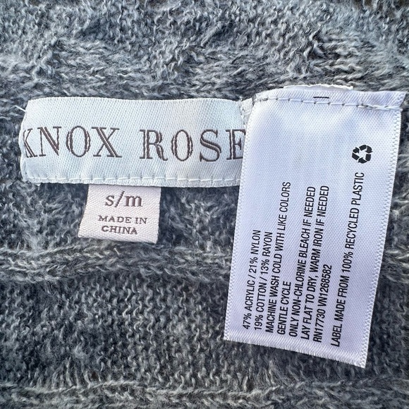 Knox Rose Gray Cable Knit Sweater With Fringe Size Medium Boho - Picture 3 of 5